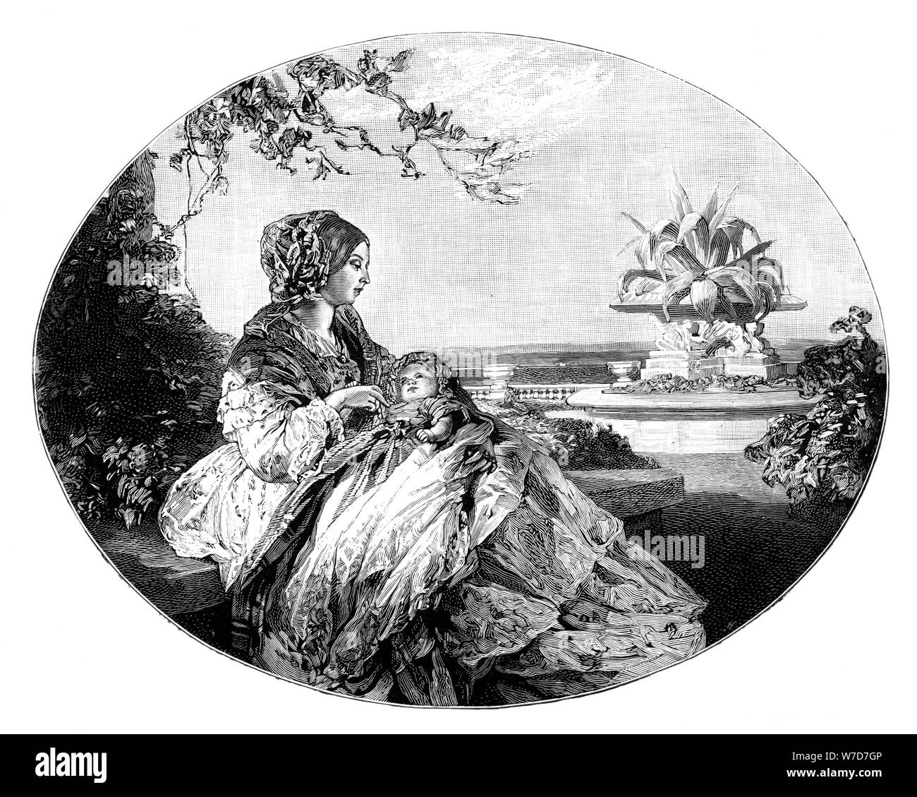 Königin Victoria und Prinz Arthur, 1850. Artist: Unbekannt Stockfoto