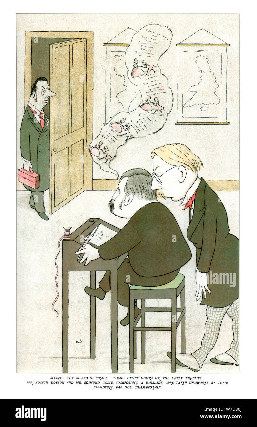 'Mr Austin Dobson und Herrn Edmund Gosse Verfassen einer Ballade", 1904. Artist: Max Beerbohm Stockfoto