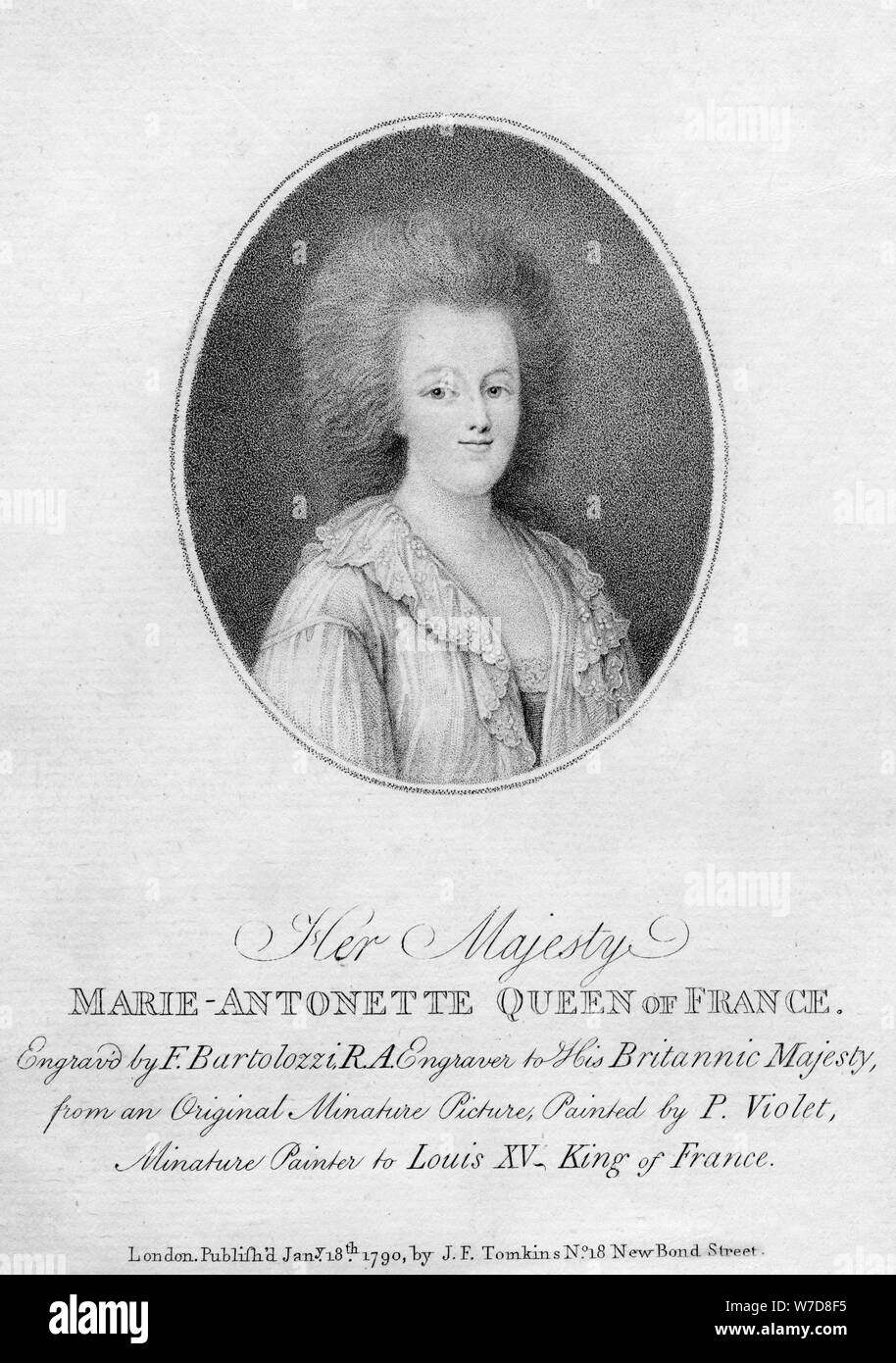 Marie Antoinette, Königin von Ludwig XVI. von Frankreich, 1790 Künstler: Francesco Bartolozzi Stockfoto