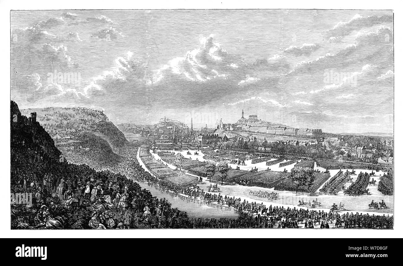 Freiwillige Überprüfung in der Queen's Park, Edinburgh, Schottland, 1860. Artist: Unbekannt Stockfoto