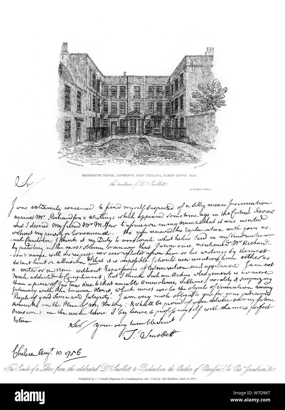 Ein Brief von Dr Smollett zu Samuel Richardson, 1756, (1840). Artist: George Tobias Smollett Stockfoto