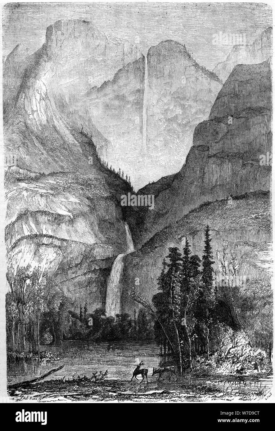 "Yosemite Falls', Kalifornien, 19. Artist: Paul Huet Stockfoto