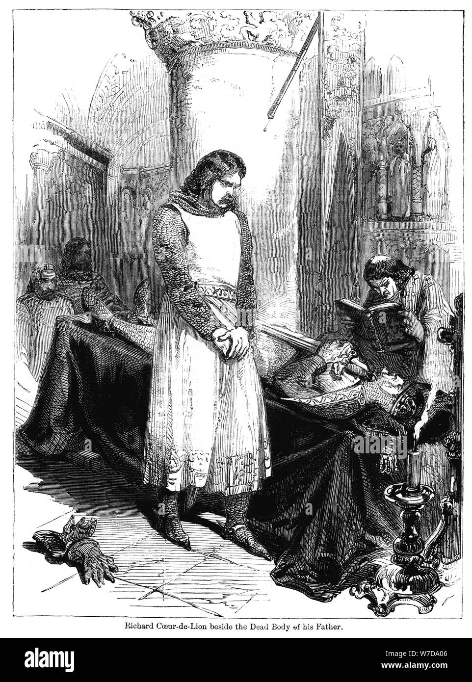 König Richard I. neben dem toten Körper seines Vaters, König Heinrich II., 1189. Artist: Unbekannt Stockfoto