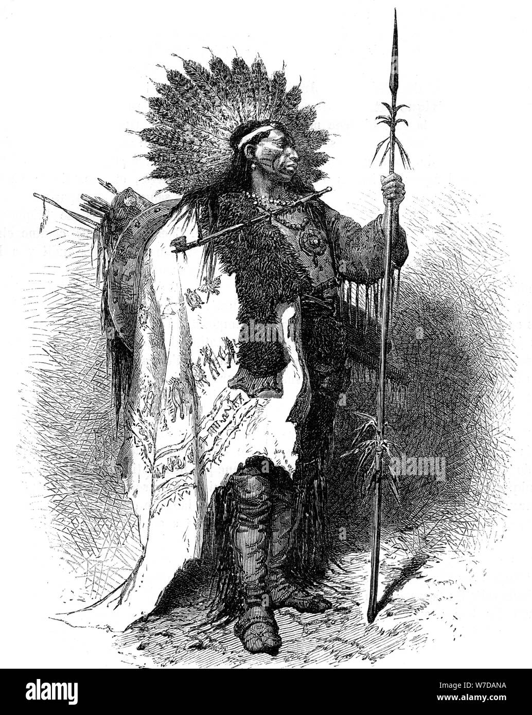 Ein Native American, USA, 19. Artist: de Neuville Stockfoto