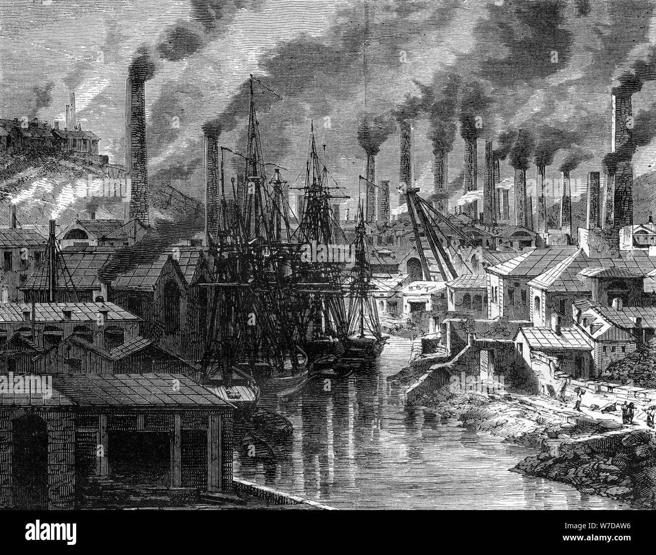 Ein Kupfer Fabrik in Cornwall, 19. Artist: Jean Baptiste Henri Durand Brager Stockfoto