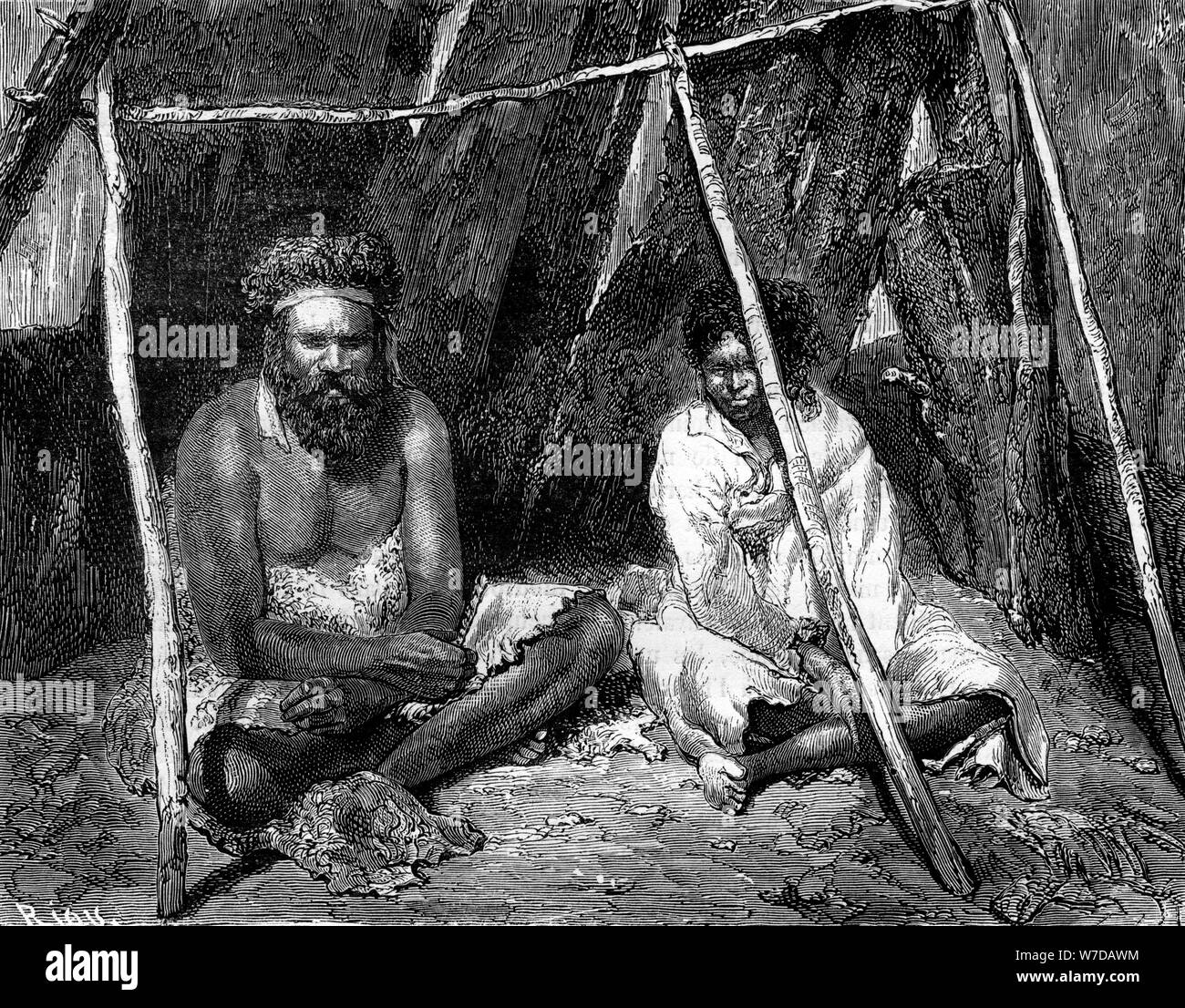 Australischen Aborigines, 1886 Künstler: Edouard Riou Stockfoto