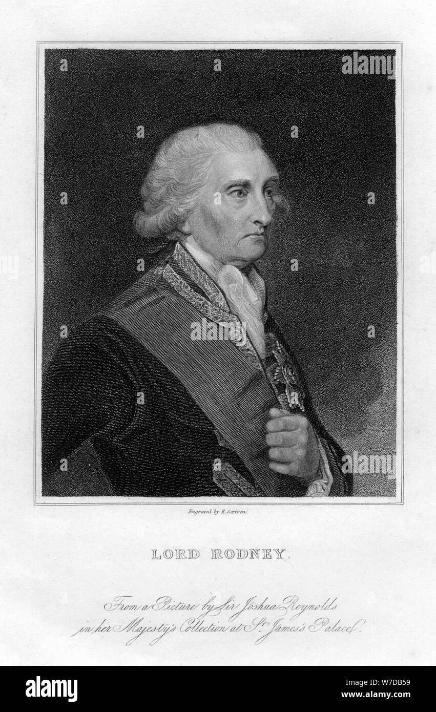 Admiral George Brydges Rodney (1719-1792), 1. Baron Rodney, 19. Artist: E Scriven Stockfoto