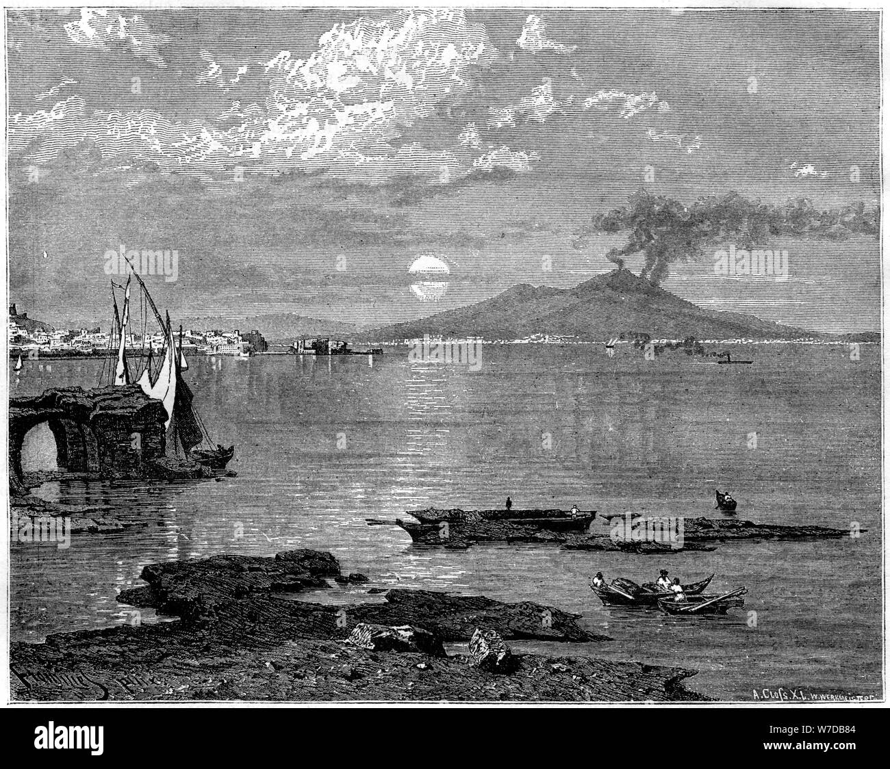 Neapel und den Vesuv, von Pausilippe, Italien, 19. Artist: Unbekannt Stockfoto