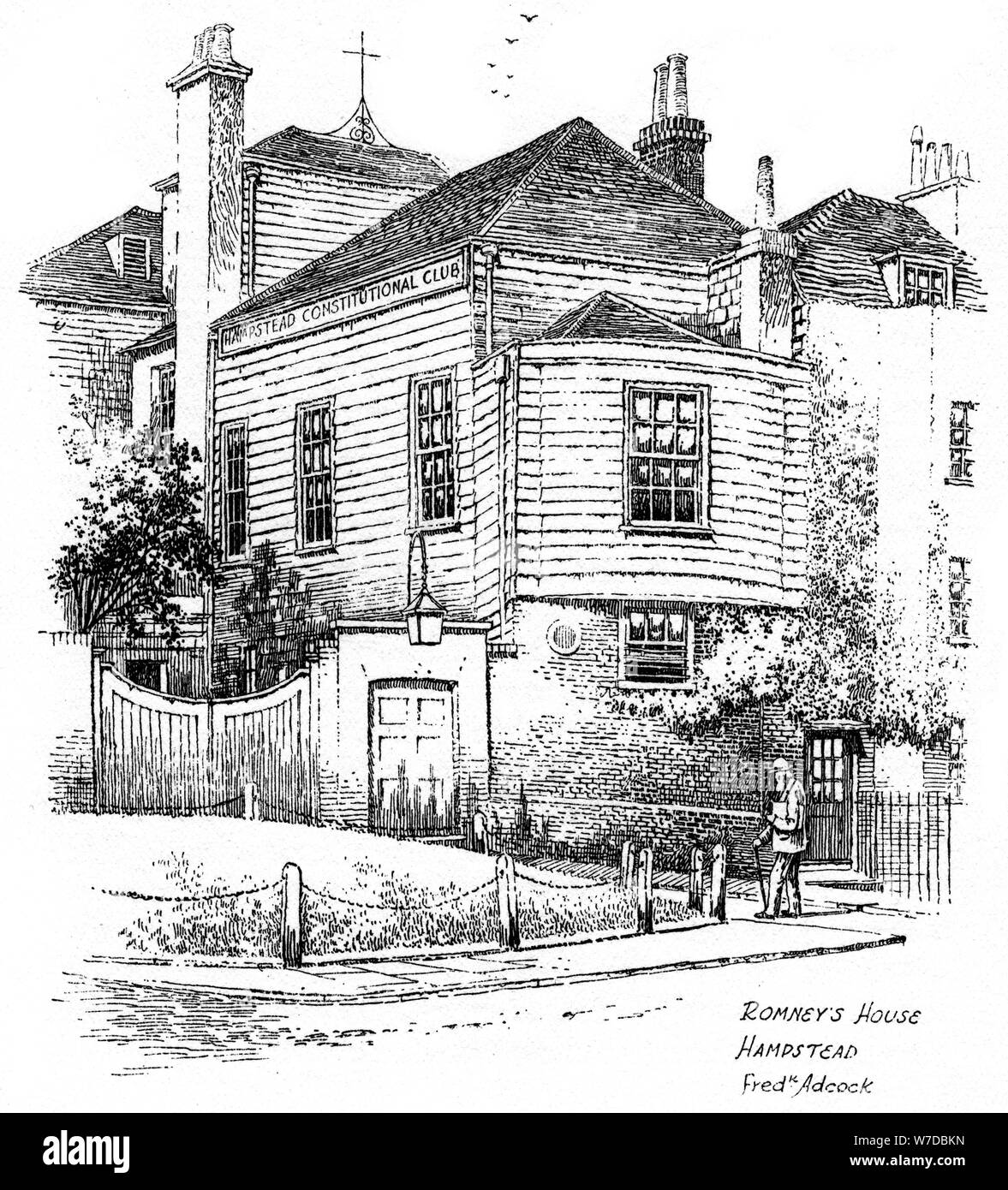 George Romney's House, Hampstead, London, 1912. Künstler: Frederick Adcock Stockfoto