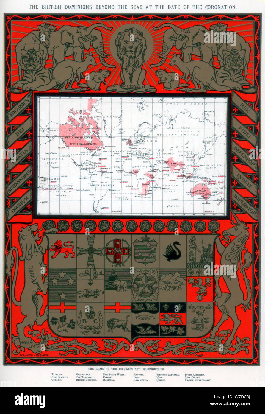 Die britischen Dominions jenseits der Ozeane, der am Tag der Krönung, 1902. Artist: Alfred Hugh Fisher Stockfoto