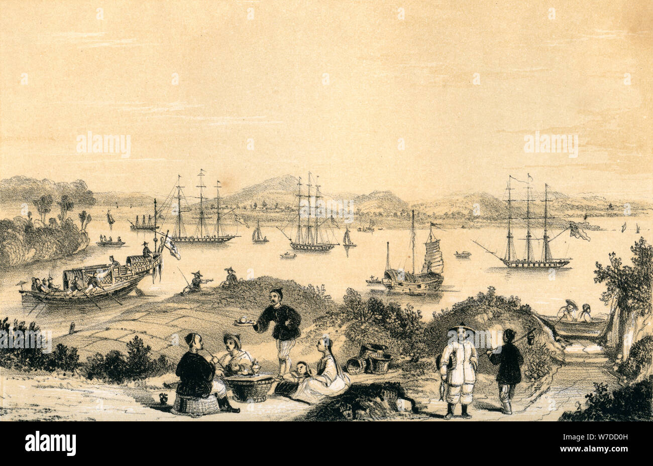"Whampoa in der Nähe von Kanton, der Ankerplatz für die europäische Seefahrt', 1847. Artist: JW Giles Stockfoto