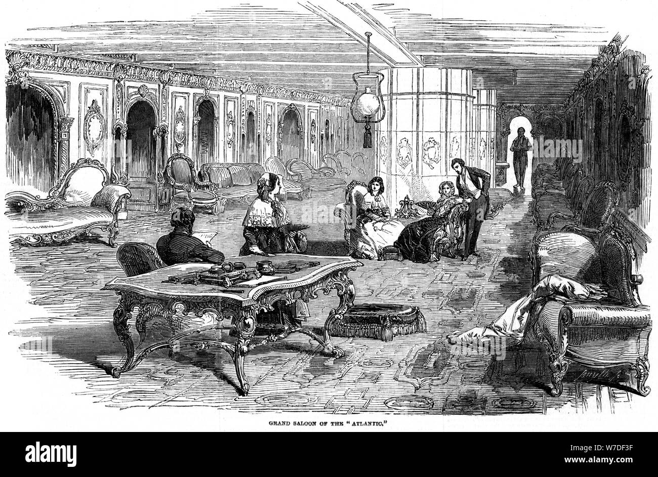 Grand Salon des Dampfschiffes "Atlantic", 1850. Artist: Unbekannt Stockfoto