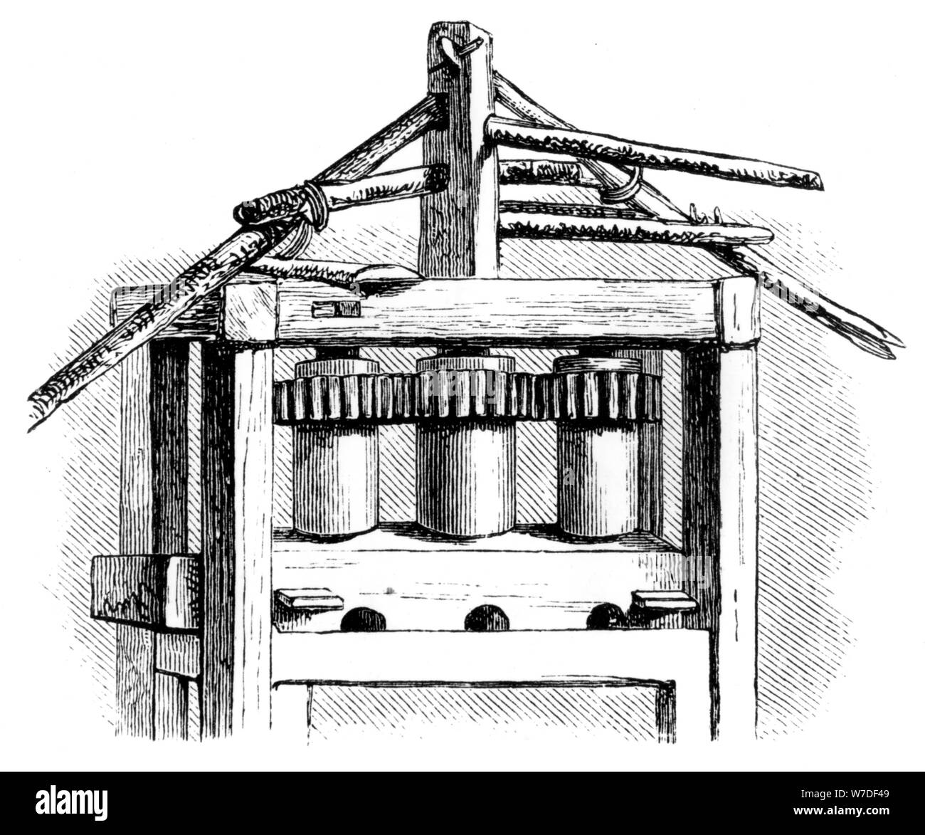 Primitive Sugar Mill, Santo Domingo, 1873. Artist: Unbekannt Stockfoto