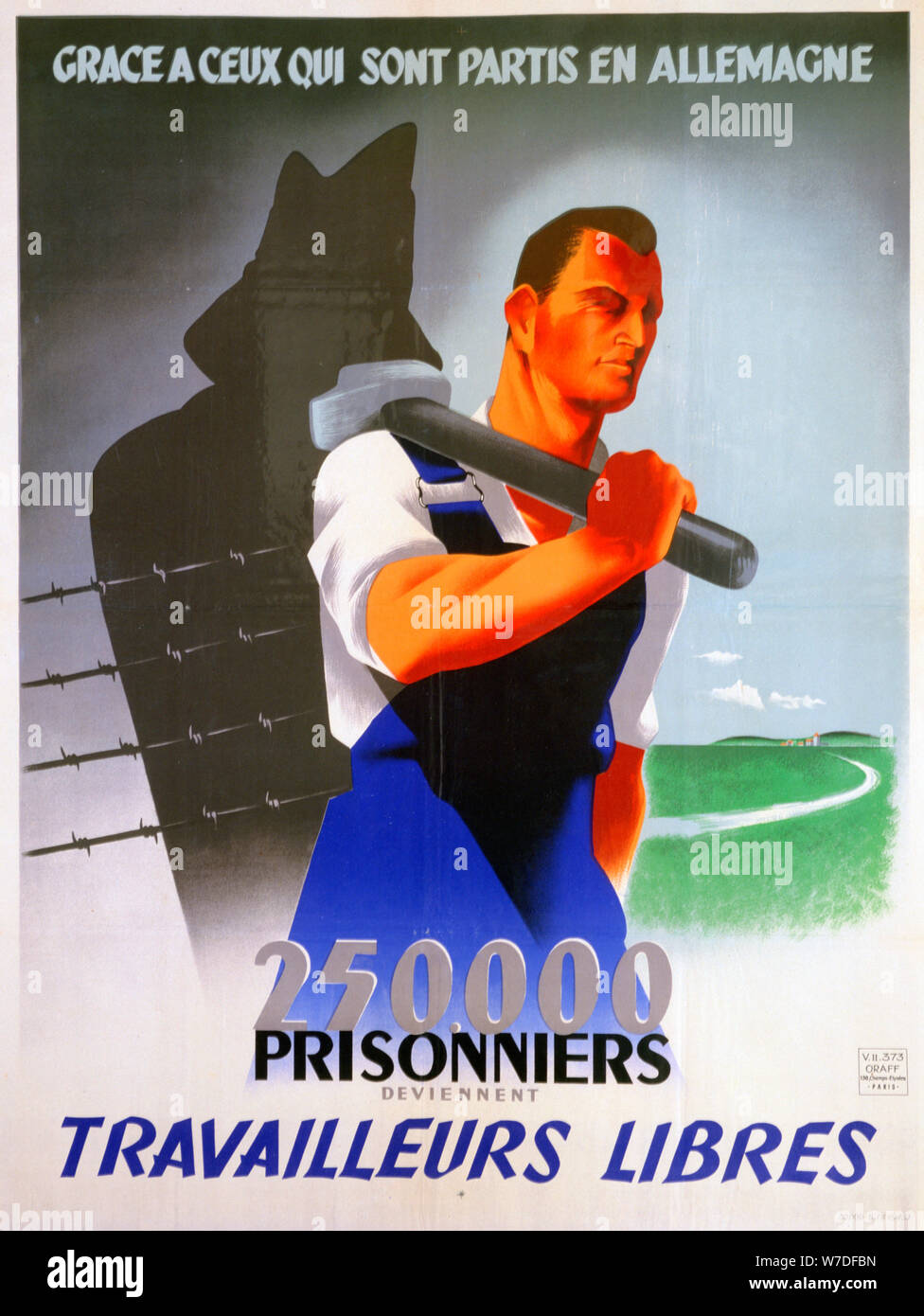 Französische Arbeiter für Deutschland Poster, 1943. Artist: Unbekannt Stockfoto