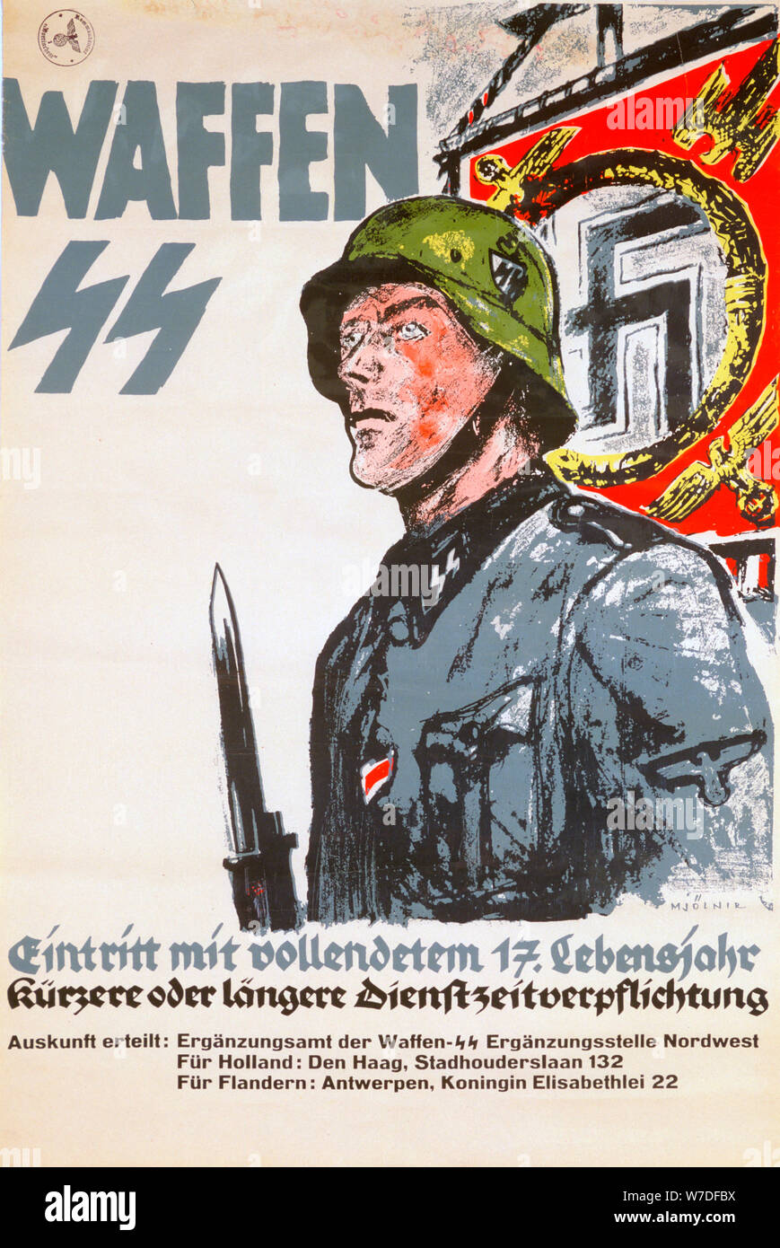 Einstellung Plakat für die Waffen-SS, c 1940 - c 1944. Artist: Unbekannt Stockfoto