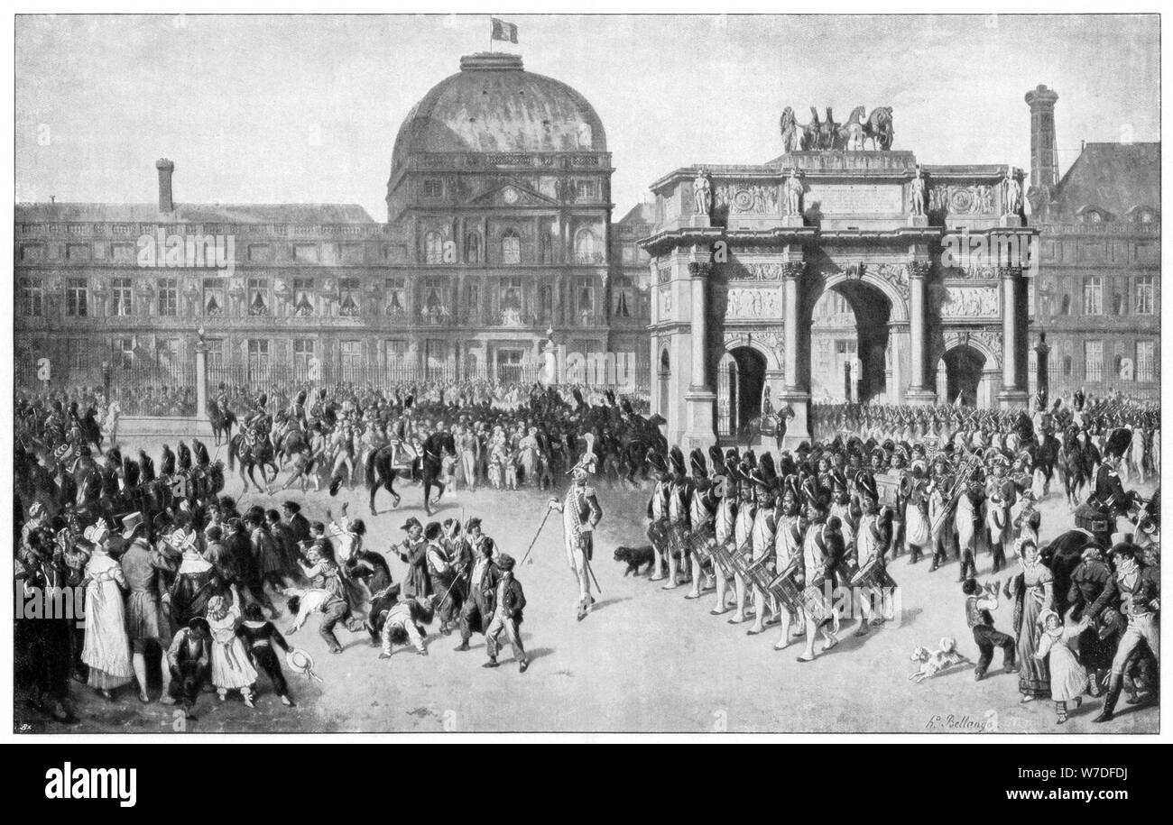 Eine Militärparade durch Paris, Frankreich, c 18. Artist: Unbekannt Stockfoto