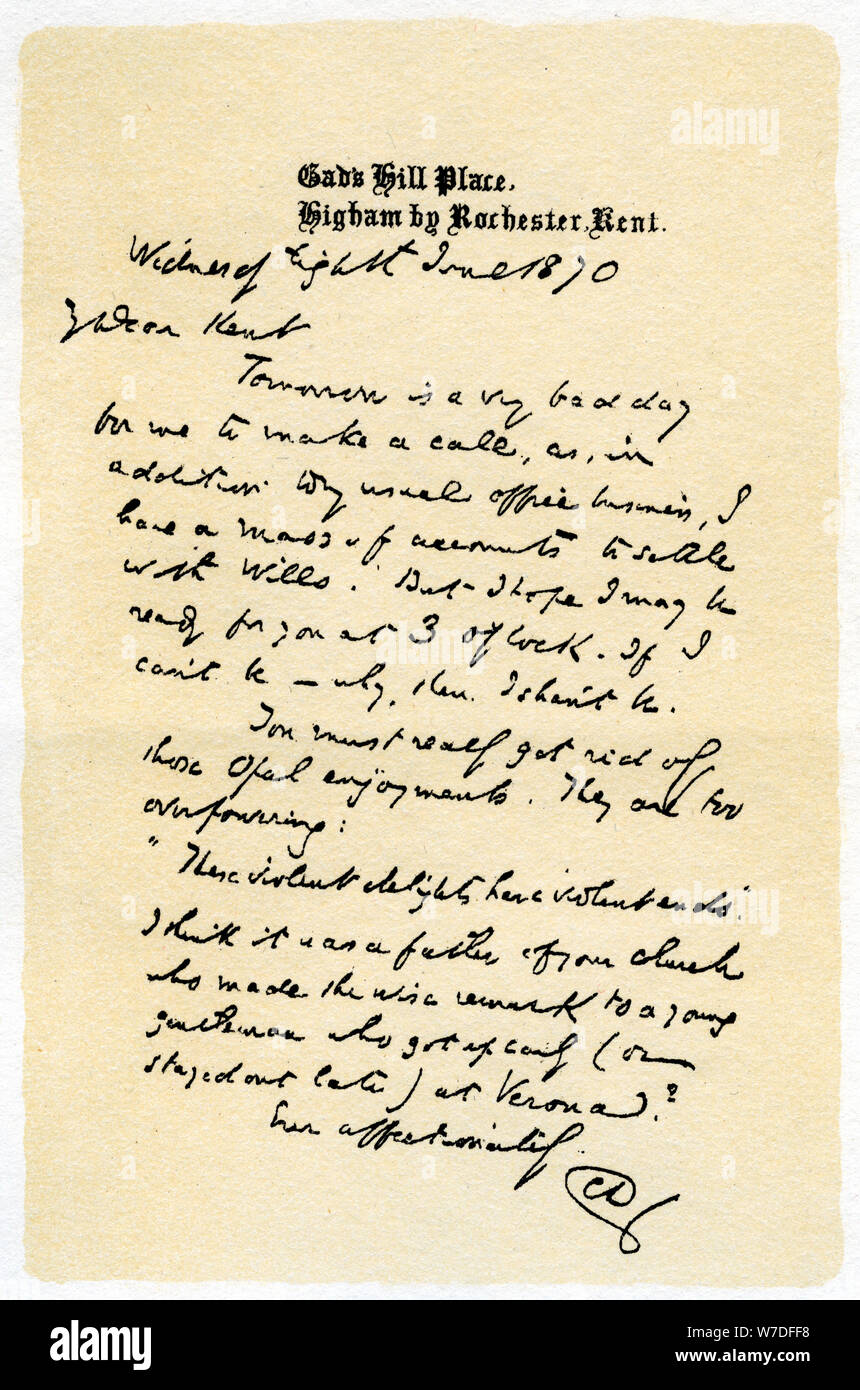 Ein handgeschriebener Brief, 1870 (1899). Artist: Unbekannt Stockfoto