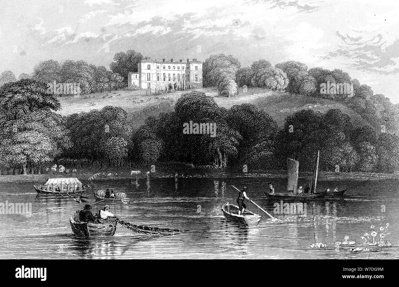 Bootsfahrten auf der Themse in der Nähe von Henley, Oxfordshire, 1830. Artist: Unbekannt Stockfoto