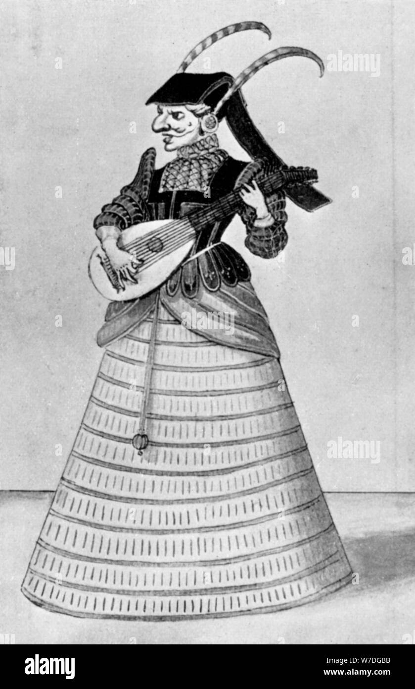 Eine Frau spielen ein Saiteninstrument, Anfang des 17. Jahrhunderts (1926). Artist: Daniel Rebel Stockfoto