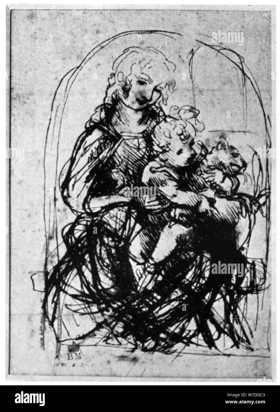 Studien für einen 'Madonna Del Gatto", aus dem 15. Jahrhundert (1930) Künstler: Leonardo da Vinci Stockfoto