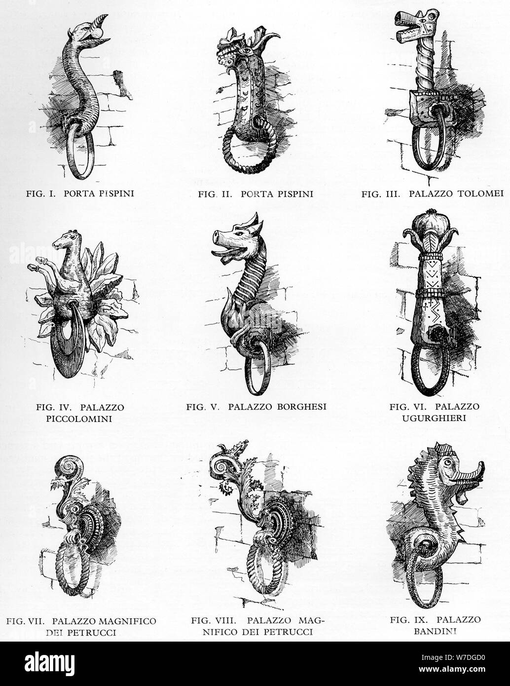 Siena tethering Ringe, 1926. Artist: Unbekannt Stockfoto