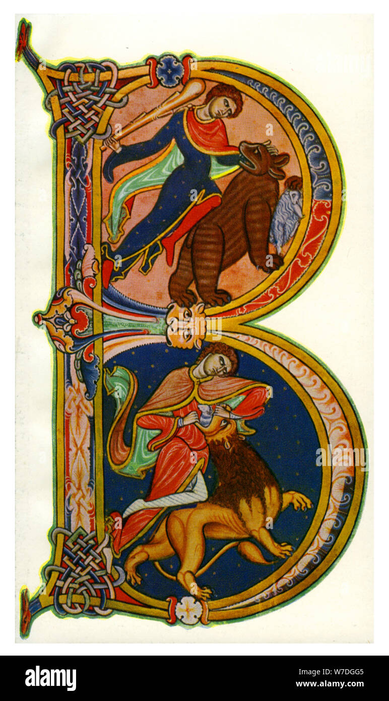 "Anfängliche B, Bibel, Winchester', c 1160-1170, (1930). Artist: Unbekannt Stockfoto