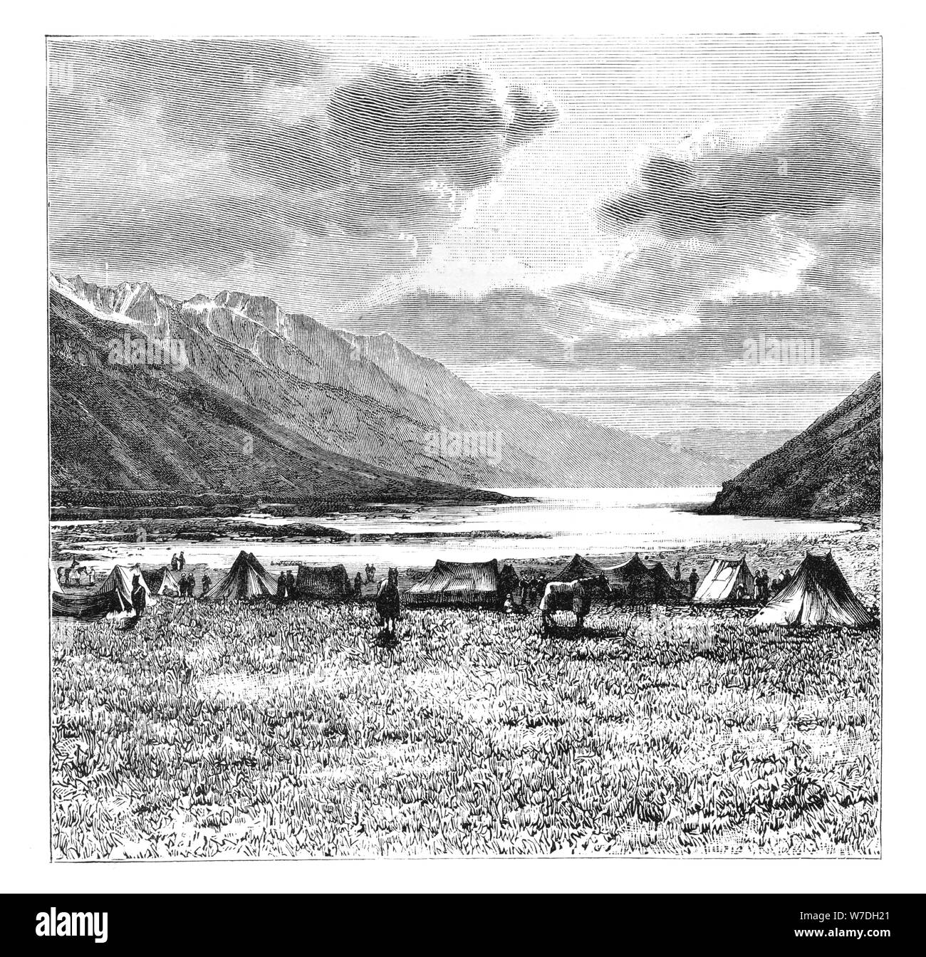 Lager der Englischen Expedition von 1871, See Pang-Kong, Tibet, 1895. Artist: Unbekannt Stockfoto