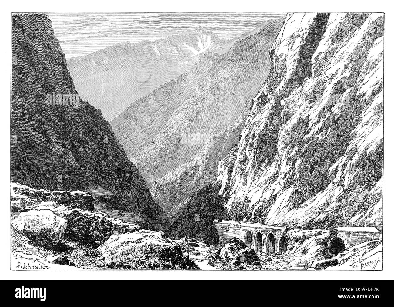 Die darial Verunreinigen auf der Russland/Georgien Grenze, 1895. Artist: Unbekannt Stockfoto