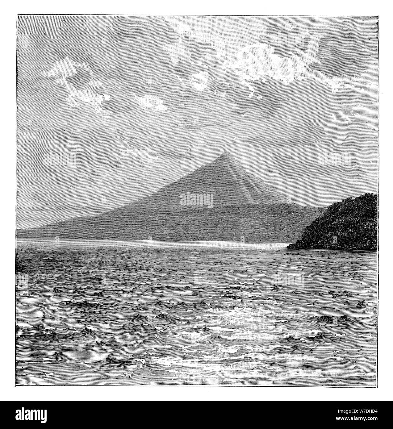 Vulkan Mombacho und die Ufer des Nicaragua Sees, c 1890. Artist: Unbekannt Stockfoto