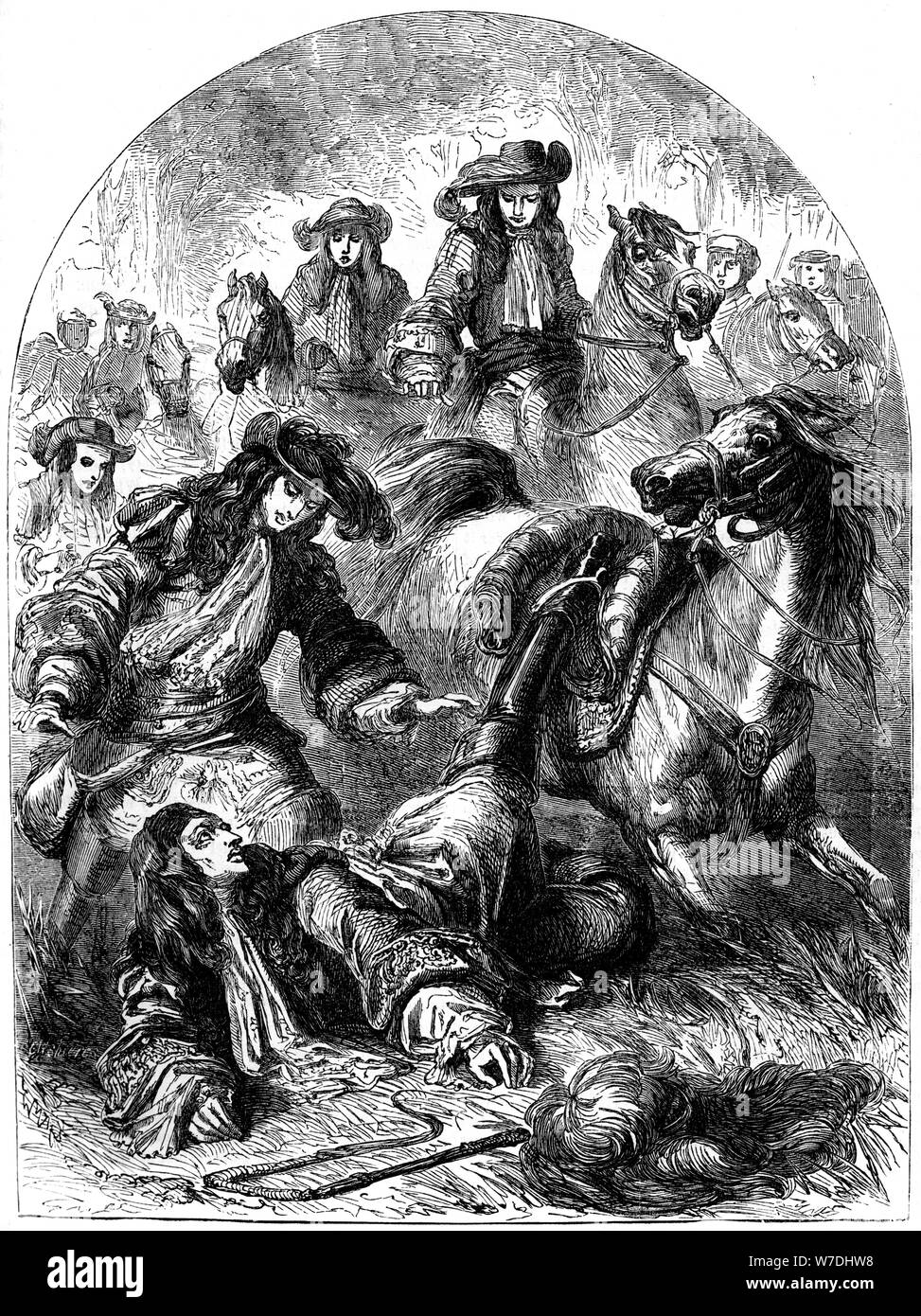 Wilhelm III. von seinem Pferd in der Nähe von Hampton Court geworfen, aus dem 19. Jahrhundert. Artist: Unbekannt Stockfoto