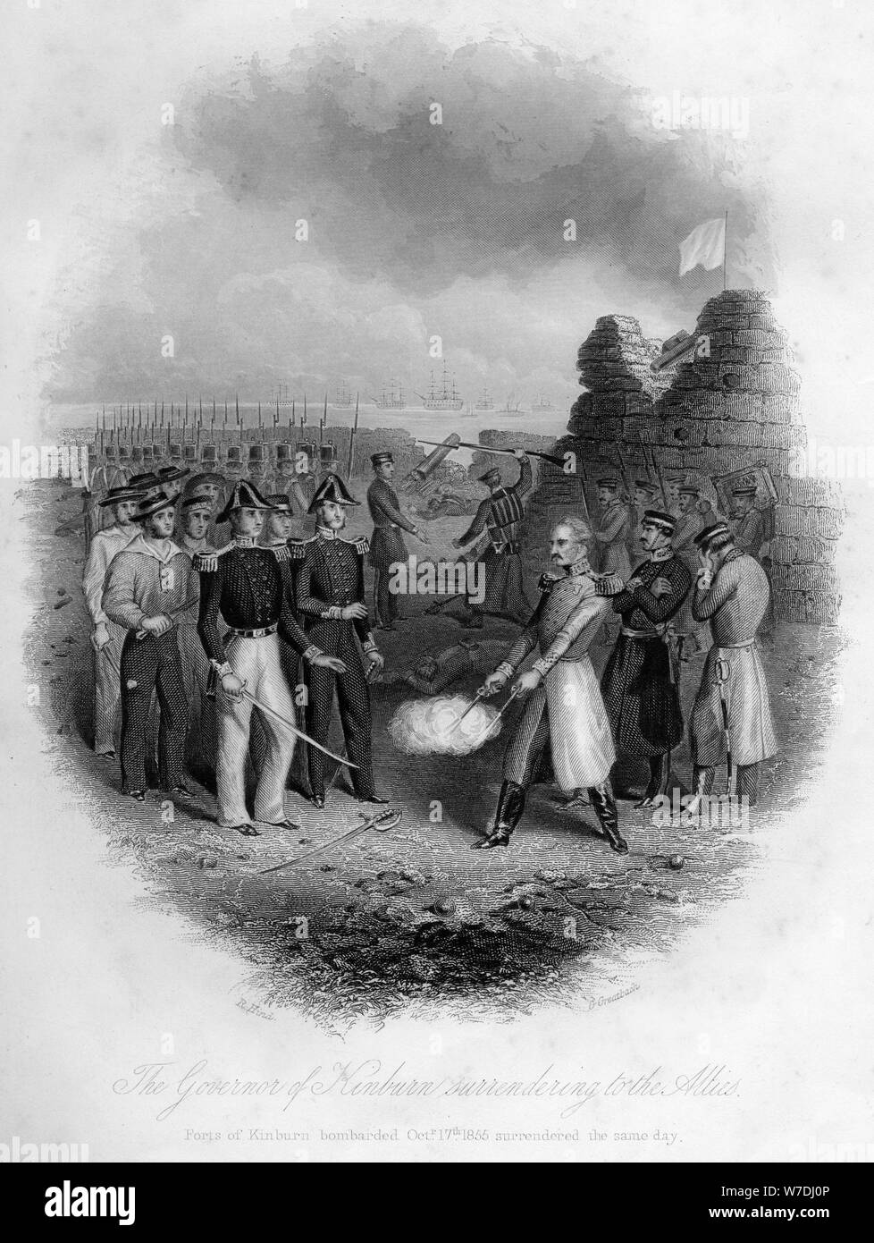 Der Gouverneur von Kinburn Hingabe an die Alliierten, Krimkrieg, 17. Oktober 1855, (1857). Artist: G Greatbach Stockfoto