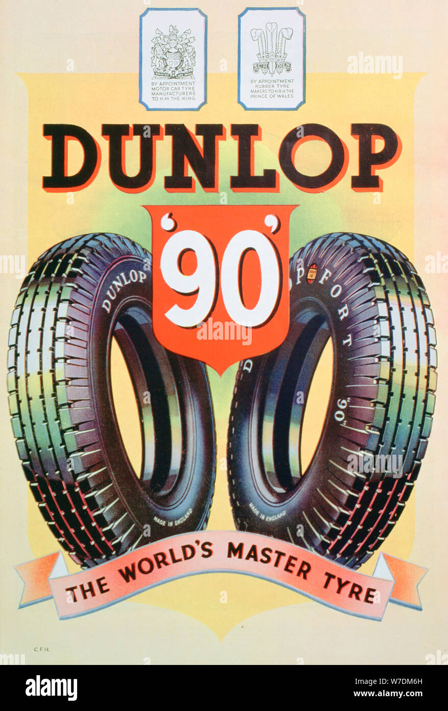 Anzeige für Dunlop' 90" Reifen, 1935. Artist: Unbekannt Stockfoto
