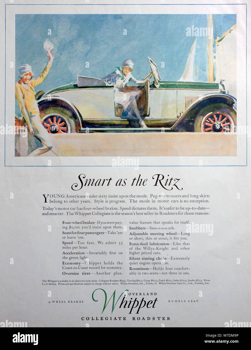 Anzeige für die Overland Whippet Stiftskirche Roadster, 1927. Artist: Unbekannt Stockfoto
