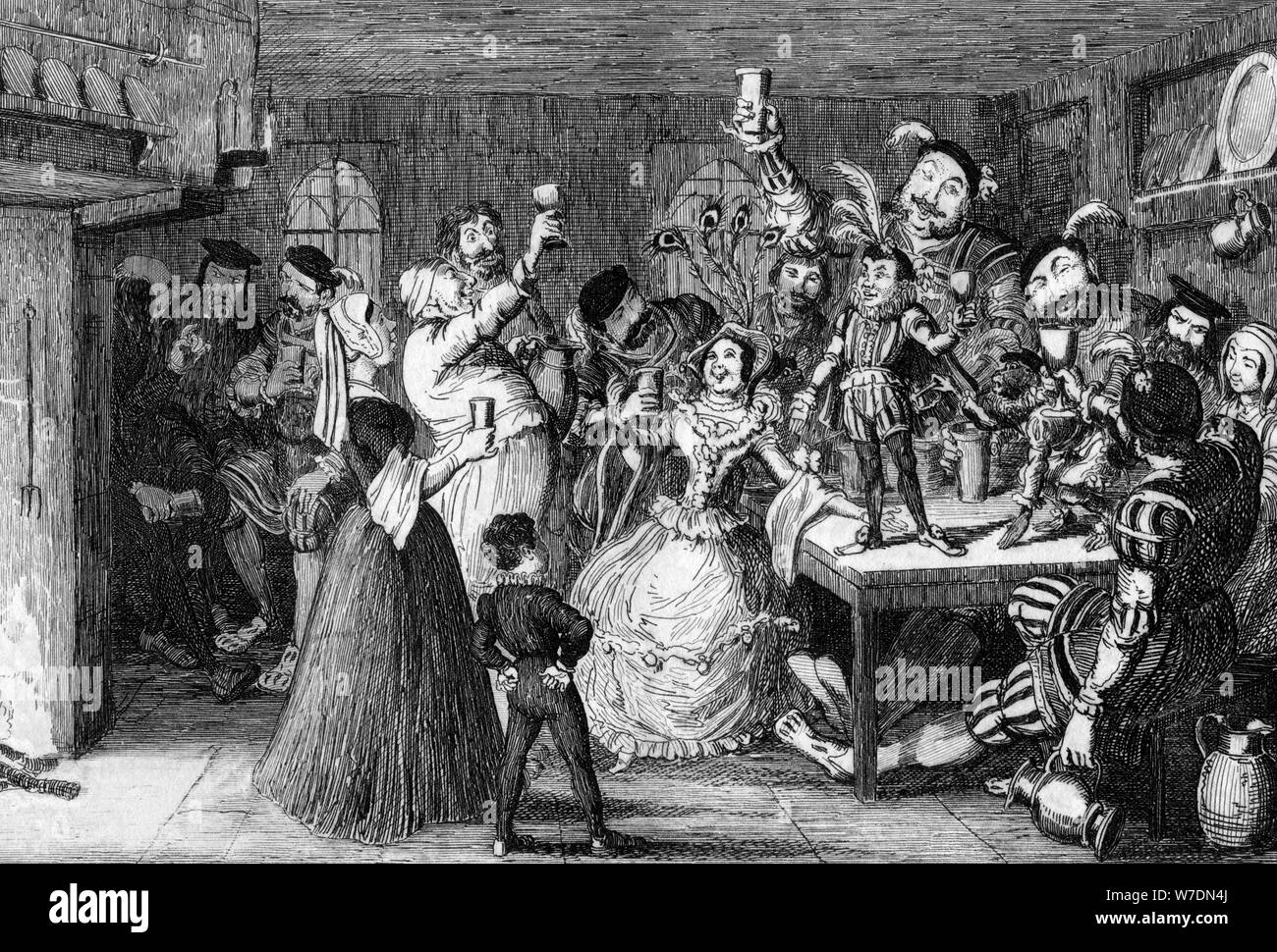 Xit, jetzt Sir Narzisse le Grand, unterhaltsam seinen Freunden auf seiner Hochzeit Tag, 1840 Künstler: George Cruikshank Stockfoto