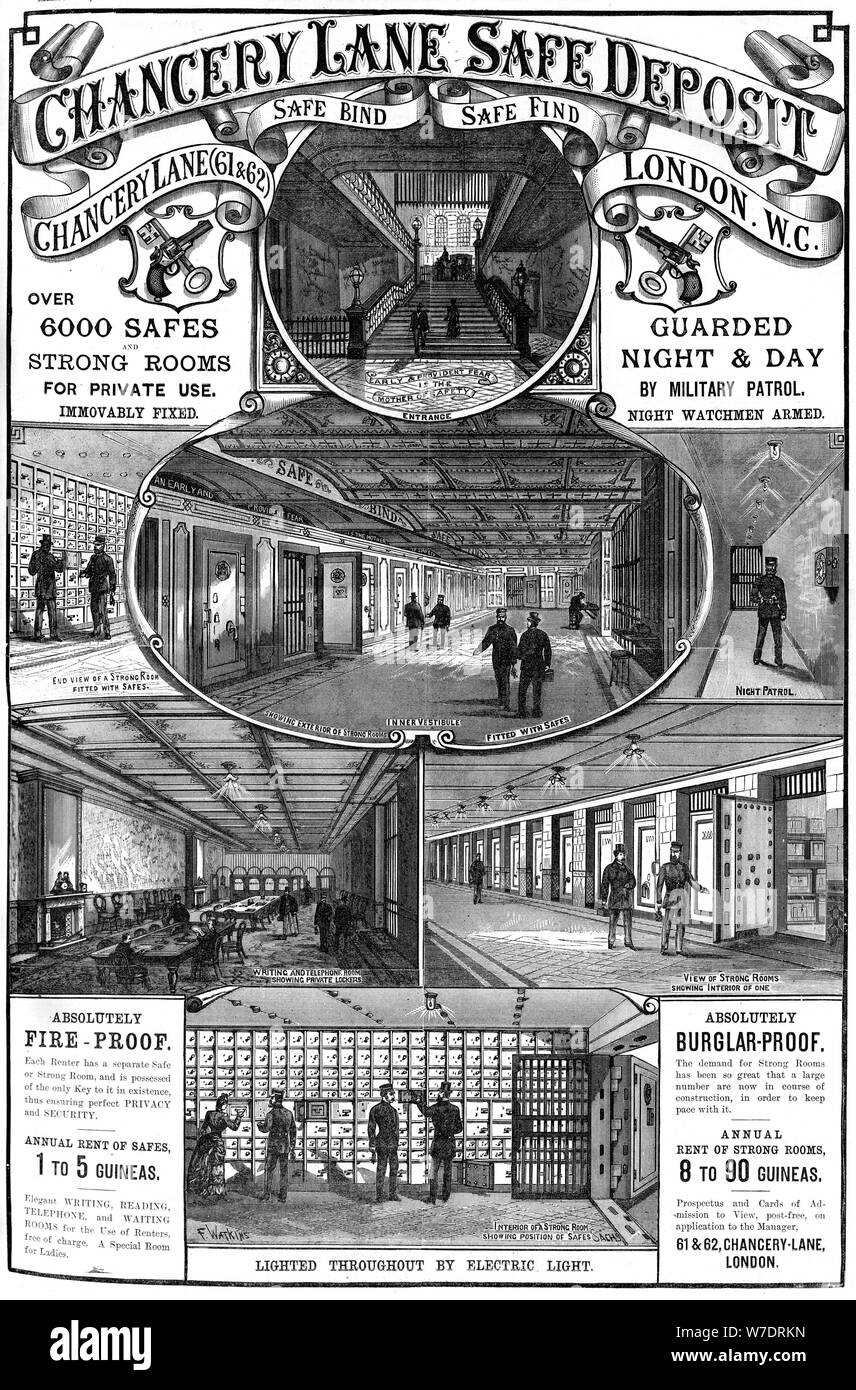 Anzeige für Safe Chancery Lane, London, 1887. Artist: Unbekannt Stockfoto