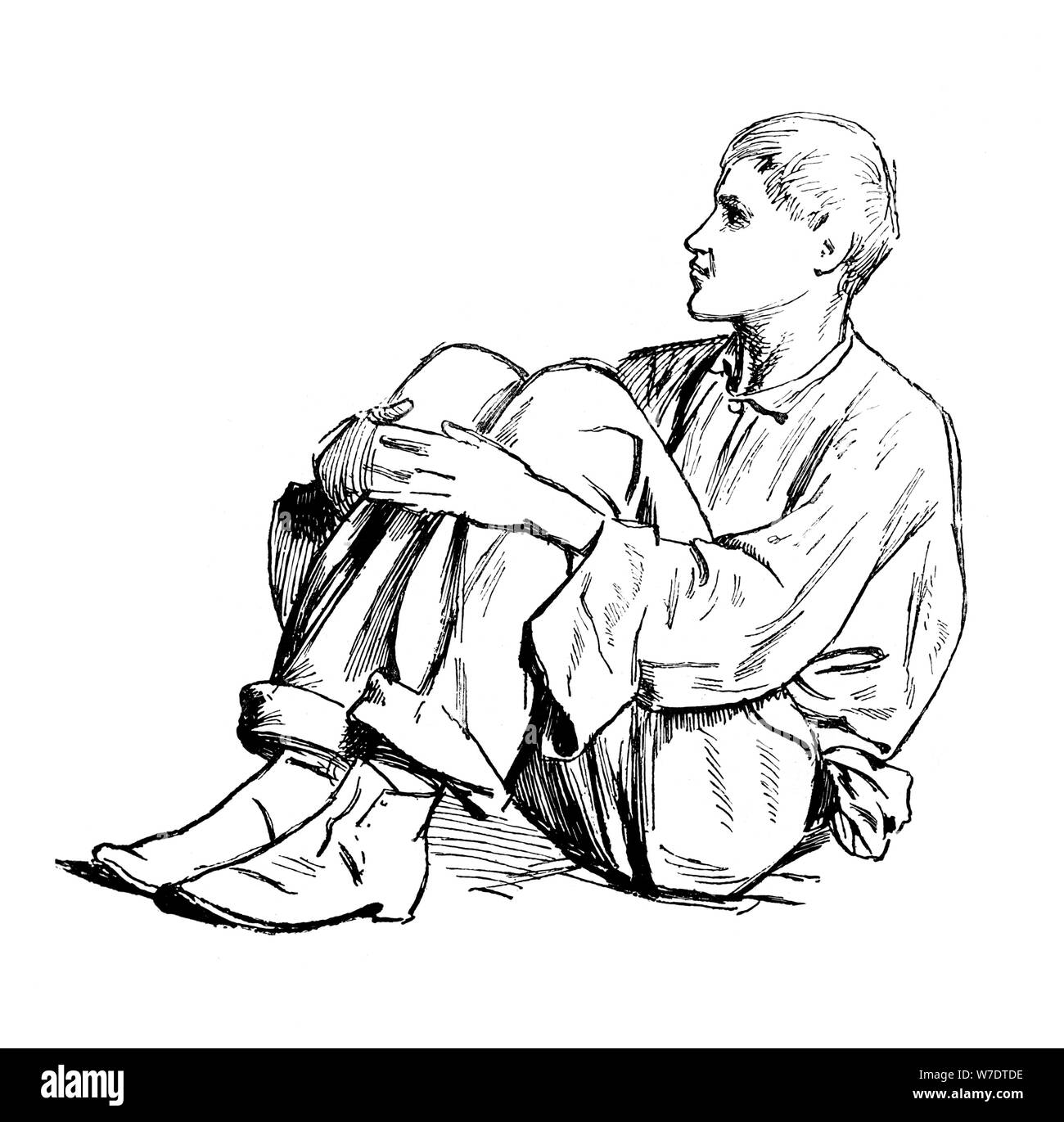 Mann zeichnung sitzend -Fotos und -Bildmaterial in hoher Auflösung – Alamy