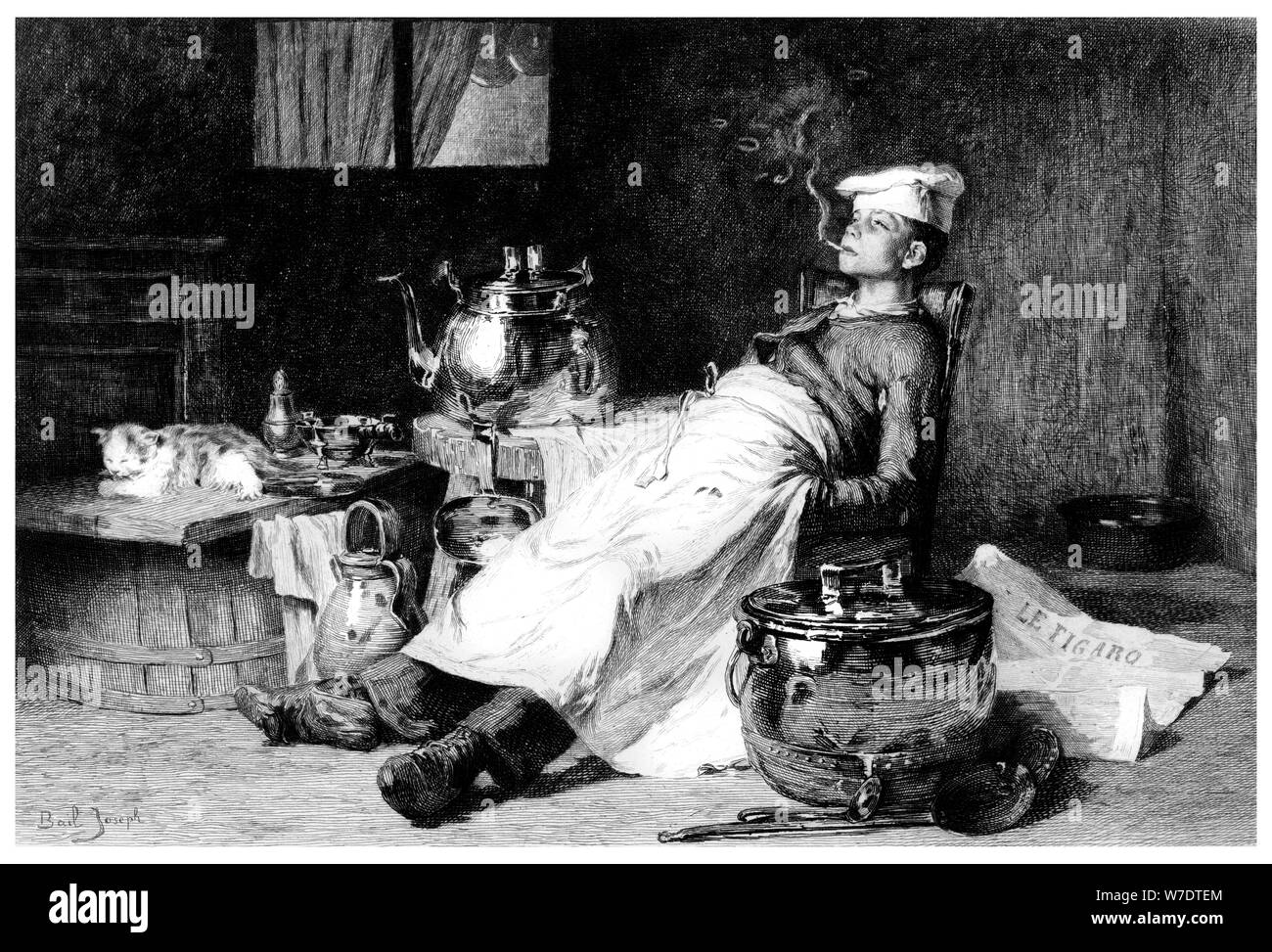 "Nach der Arbeit des Tages', 1895 Künstler: E Decizy Stockfoto