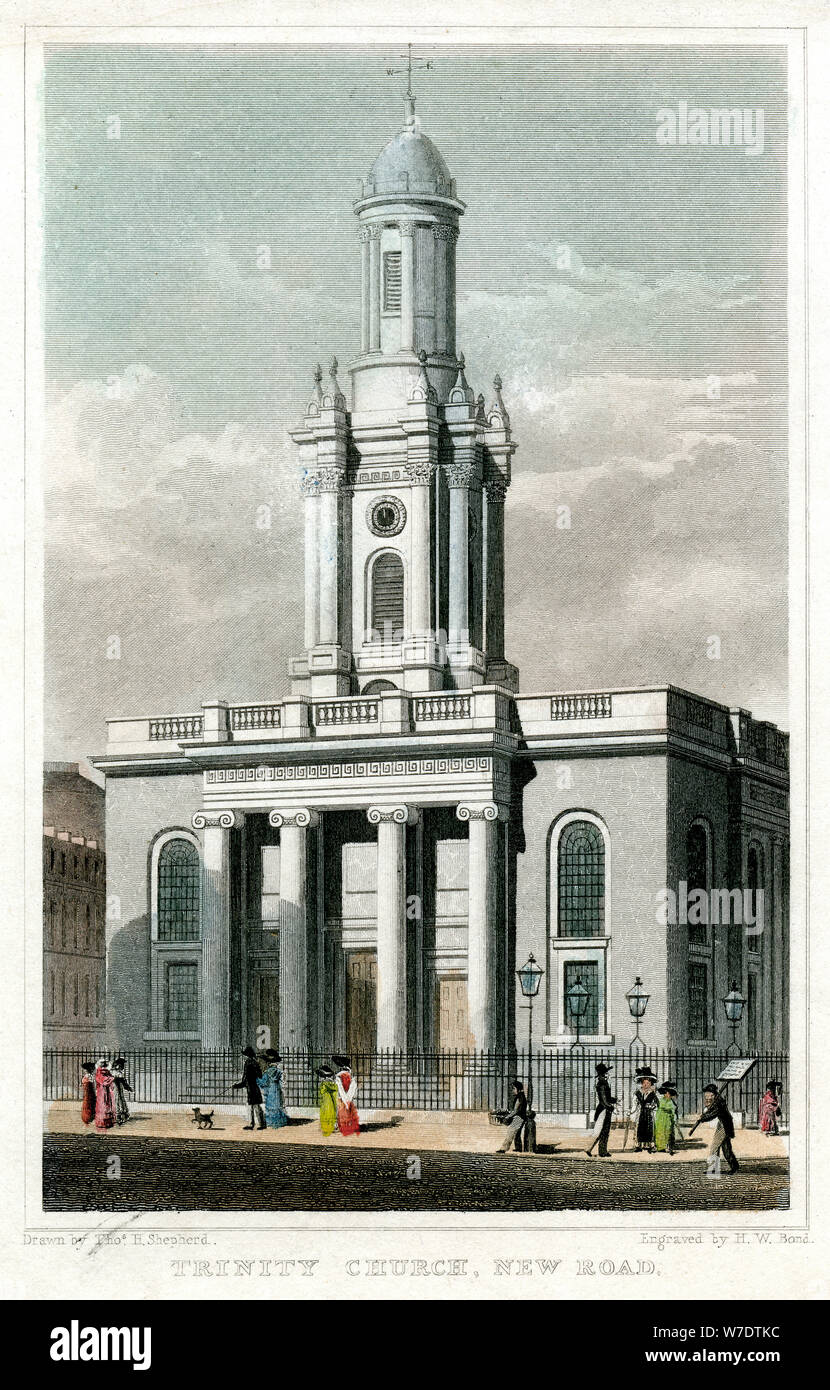 Die Trinity Church, Euston Road, St Pancras, London, 1828. Artist: HW-Anleihe Stockfoto