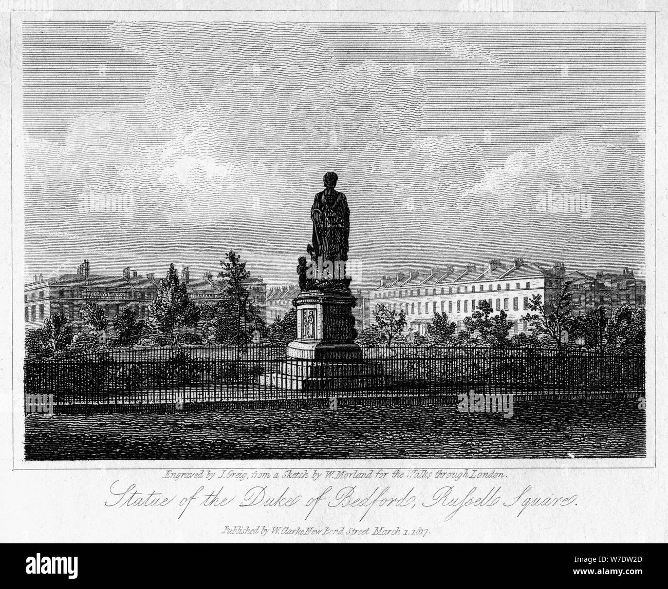 Statue des Herzogs von Bedford, Russell Square, Bloomsbury, London, 1817. Artist: J Greig Stockfoto
