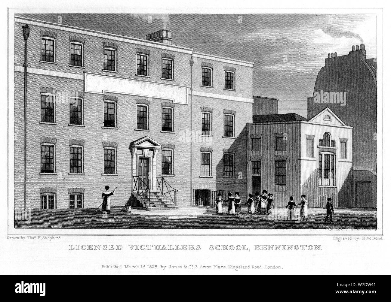 Lizenzierte Schiffsausrüster, Schule, Kennington, London, 1828. Artist: HW-Anleihe Stockfoto