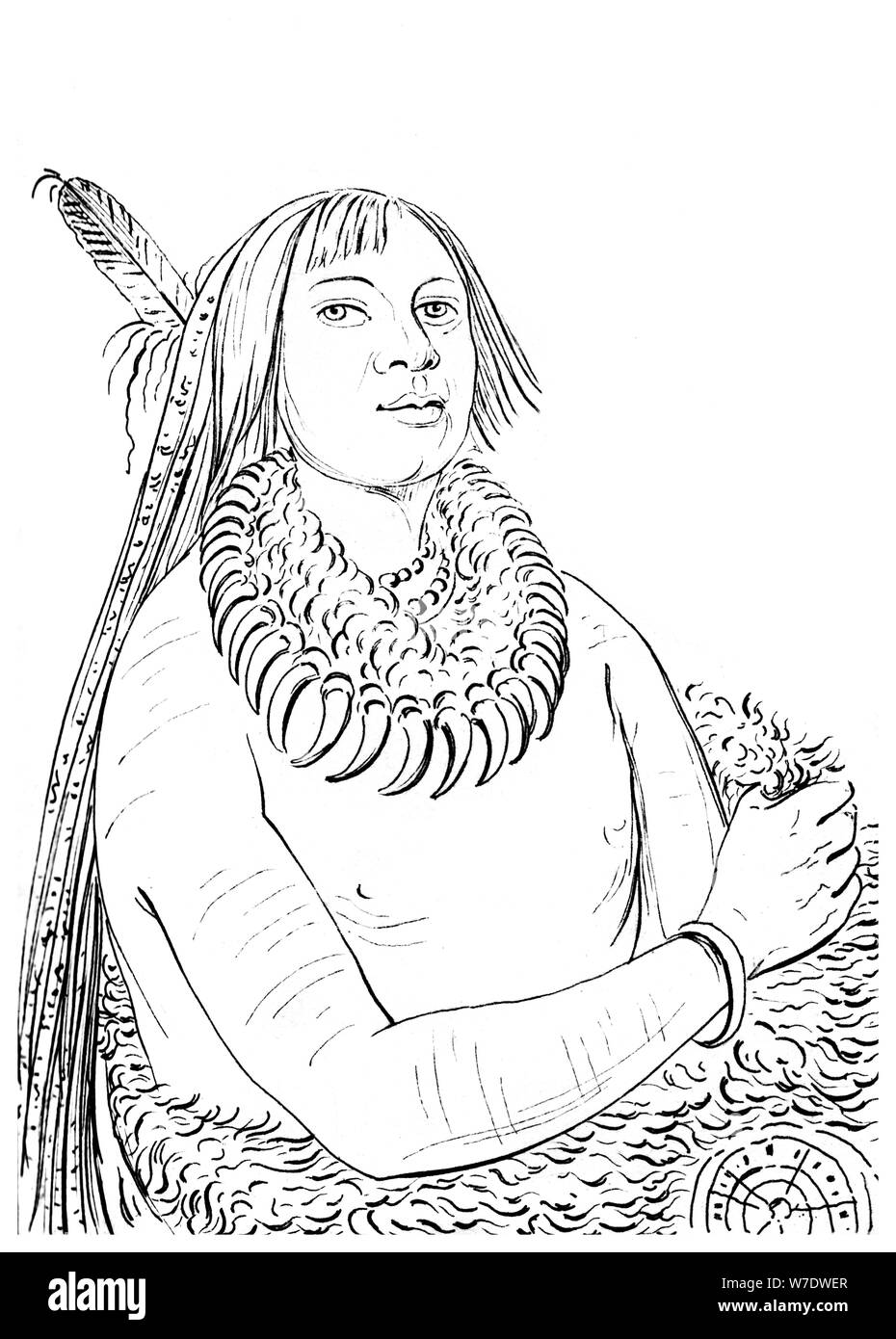 Portrait von "Wer eilt durch die Mitte", Native American Mann, 1841. Artist: Myers und Co Stockfoto