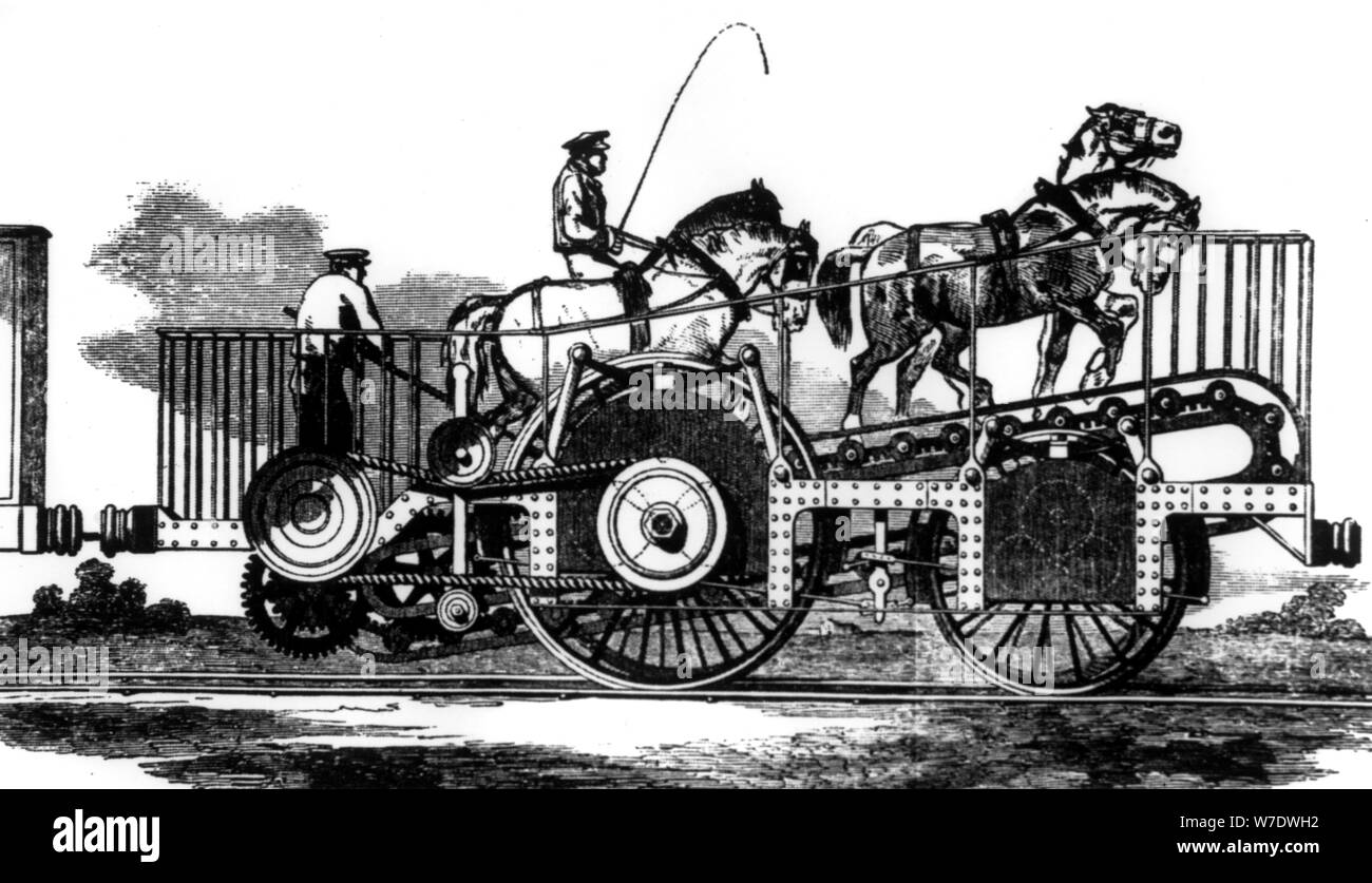 Pferd-betriebenen Zug, 1850. Artist: Unbekannt Stockfoto