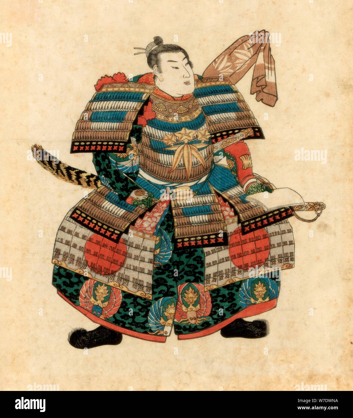 Japanischer Kriegsherr Minamoto no Yoritomo, 1845. Artist: Utagawa Kuniyoshi Stockfoto