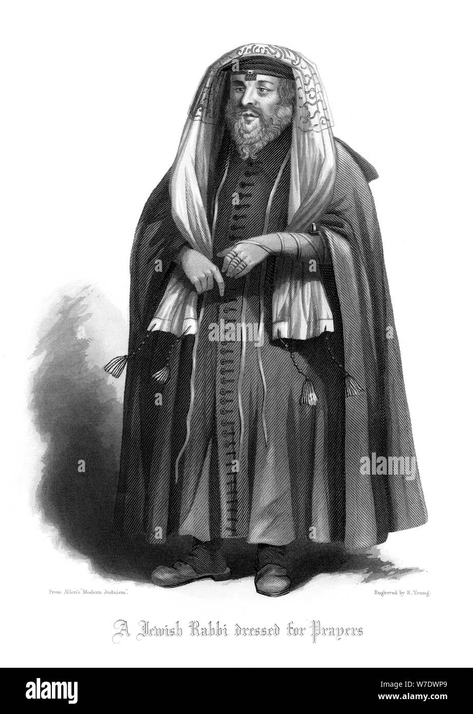 "Ein jüdischer Rabbi gekleidet für Gebete'. Artist: R Junge Stockfoto