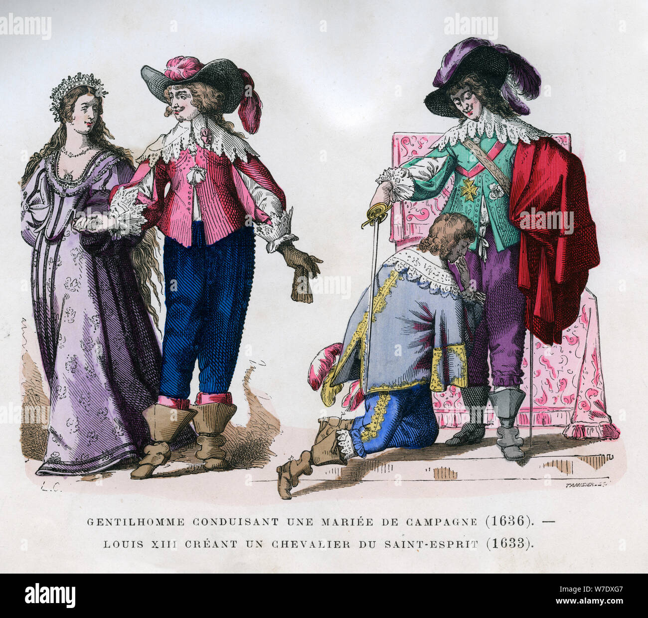 Ein Gentleman führenden ein Land Braut, 1636, und von Louis XIII erstellen ein Ritter, 1633 (1882-1884) Künstler: Tamisier Stockfoto