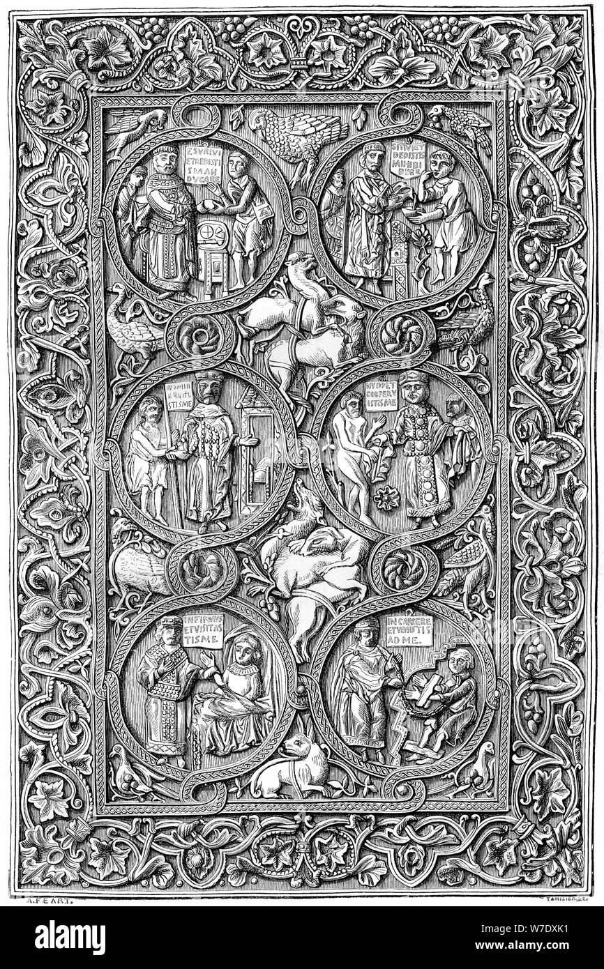 Elfenbein cover eines Buches von Stunden, 11. Jahrhundert (1882-1884). Artist: Tamisier Stockfoto