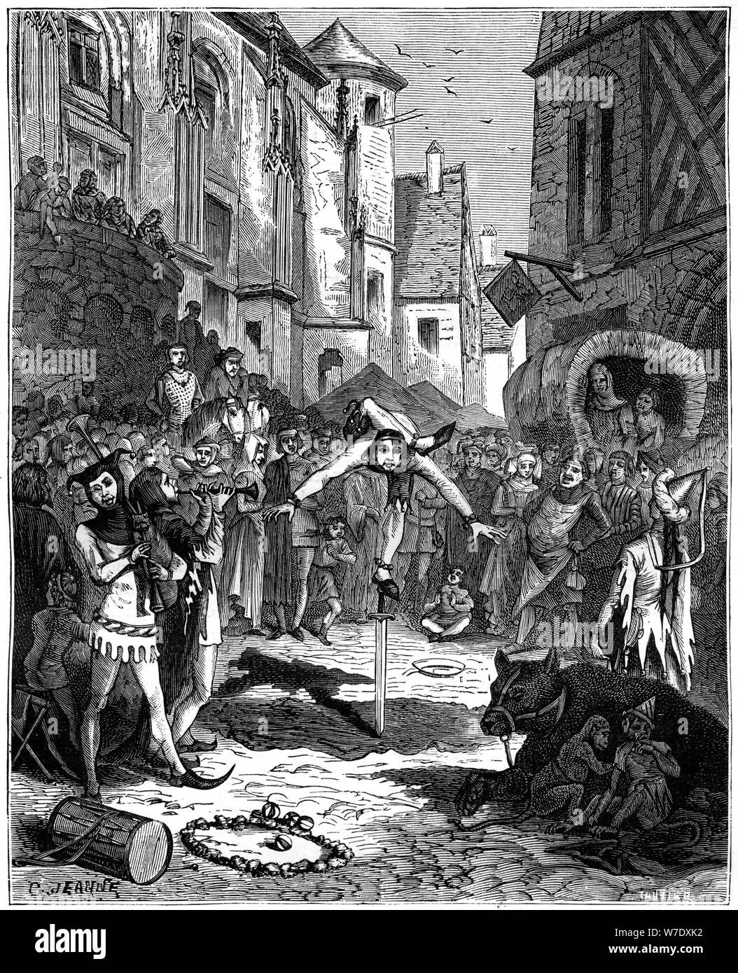 Mittelalterliche Acrobat und Straßentheater, 1882-1884. Artist: Unbekannt Stockfoto