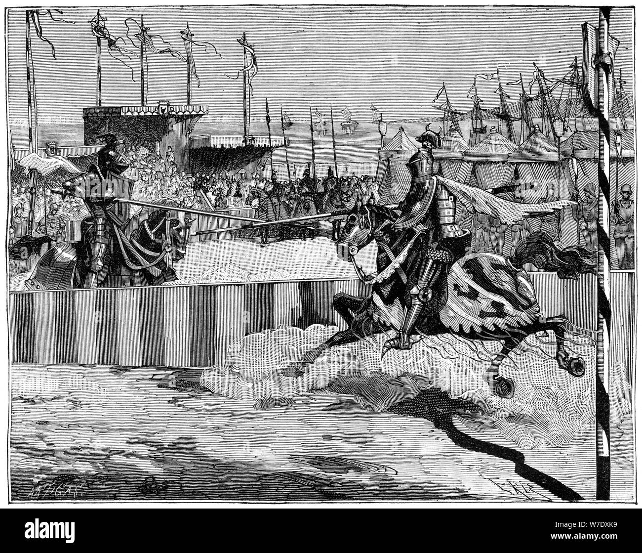 Turnier für die Krönung von Louis II. d'Anjou, in der Nähe von Calais, c 1389 (1882-1884). Artist: Unbekannt Stockfoto