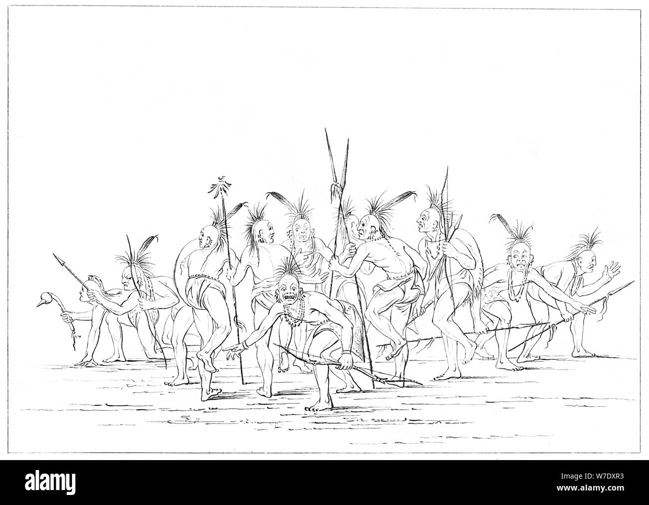 Discovery Tanz, Sac und Fox, Rock Island, oberen Mississippi, 1841. Artist: Myers und Co Stockfoto