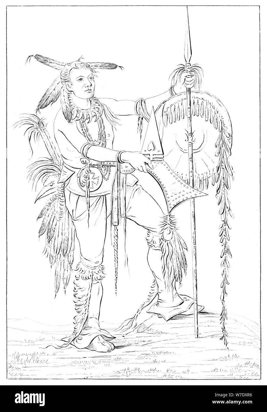 Sac oder Fox brave, Rock Island, oberen Mississippi, 1841. Artist: Myers und Co Stockfoto
